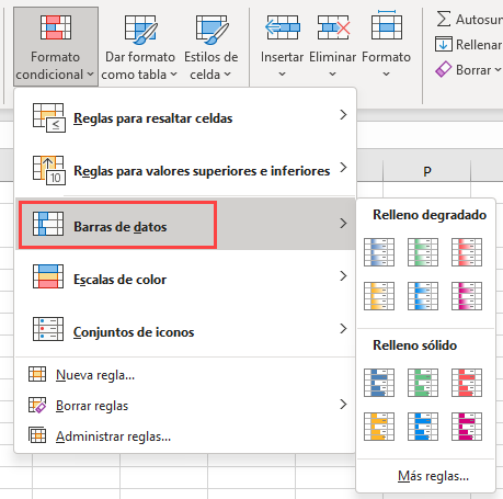 Barras de Datos en Excel