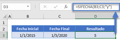 Contar Años Entre Fechas en Excel