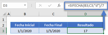 Contar Semanas Entre Fechas en Excel