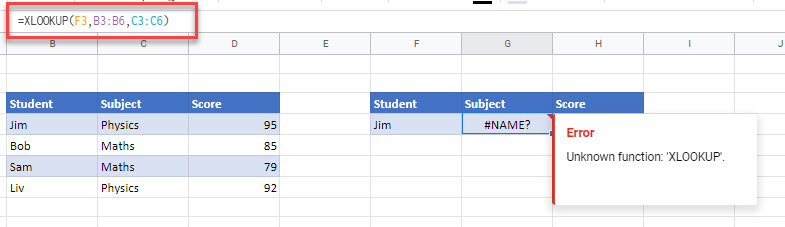 copyformulas gs xlookup error