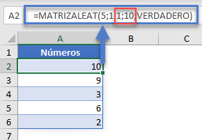 Corrección de Error Matrizaleat en Excel