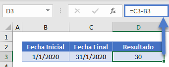 DIAS Restar Fechas en Excel