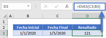 DIAS en 4 Meses en Excel