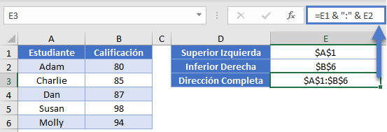 Direccion en Rangos Nombrados en Excel