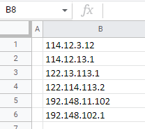 Direcciones IP Ordenadas en Google Sheets