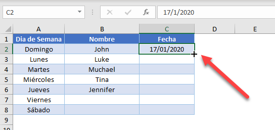 Doble Clic en Tirador de Relleno en Excel