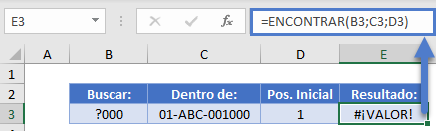 ENCONTRAR No Acepta Comodines en Excel