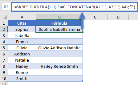 Ejemplo Concatenar Cada n Filas