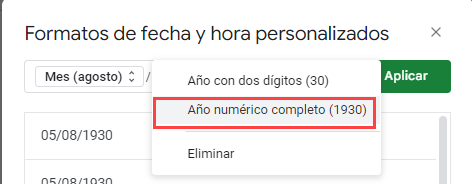 Elegir Formato Año