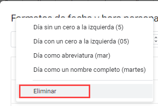 Eliminar Día en Formato Personalizado