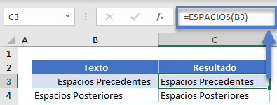 Eliminar Espacios Anteriores y Posteriores en Excel