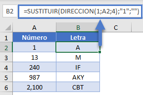 Extraer Letra de Columna Fúnción DIRECCION en Excel