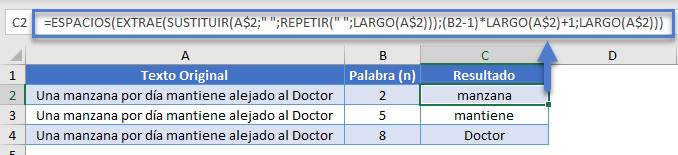 Extraer N Palabra de una Cadena en Excel