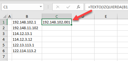 Formula para Direcciones IP