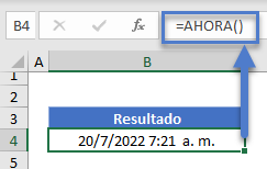 Función Ahora en Excel