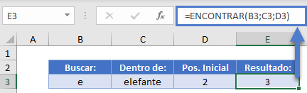 Función ENCONTRAR Posición Inicial Resultado en Excel