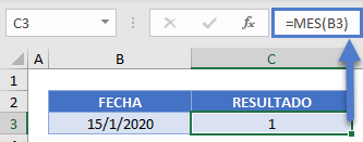 Función MES en Excel