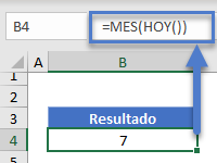 Función Mes con Función Hoy en Excel