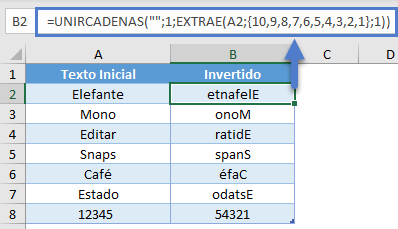 Invertir Cadenas con EXTRAE UNIRCADENAS en Excel