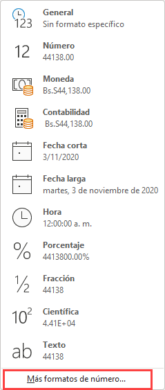 Más Formatos de Número