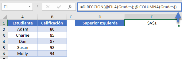 Obtener Fila y Columna de un Rango Nombrado en Excel