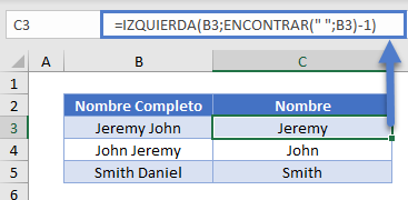 Obtener Primer Nombre en Excel