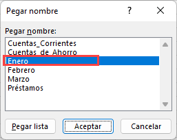 Pegar Nombres de Rango Cuadro de Diálogo