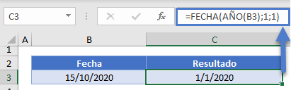 Primer Día del Año en Excel