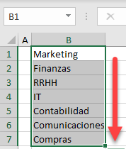 Rellenar con Lista Personalizada en Excel