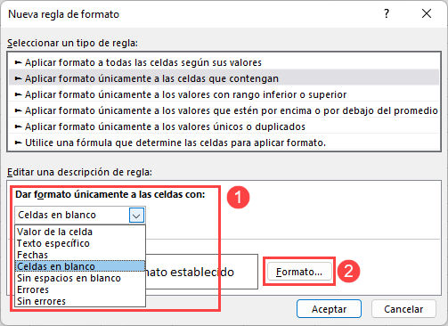 Resaltar Celdas en Blanco en Excel