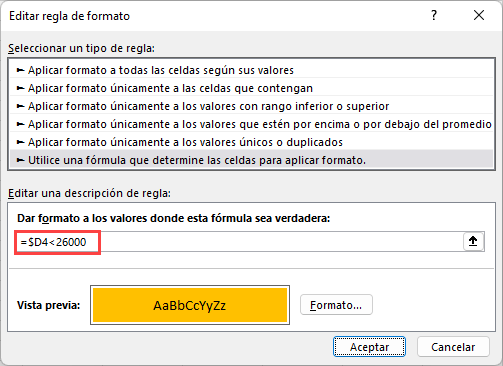 Resaltar Condicional Formula Menor Que en Excel