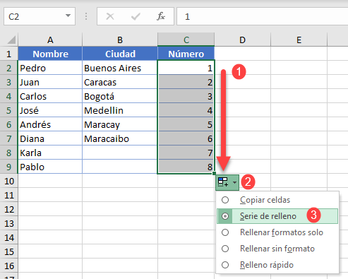 Resultado Doble Clic en el Tirador de Relleno en Excel