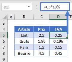 calculer taxe tva exemple formule simple