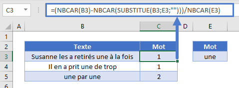 compte nombre occurences mot cellule exemple principal