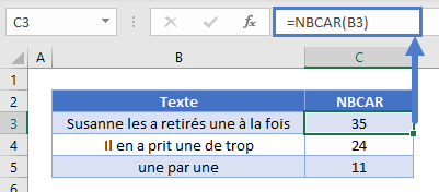 compte nombre occurences mot cellule fonction nbcar