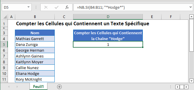 compter cellules contiennent texte specifique fonction principale