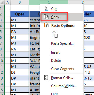 copy column copy