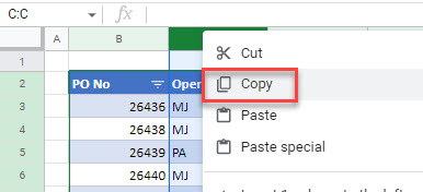 copy column gs copy