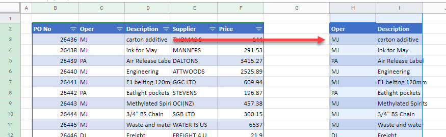 copy column gs multiple