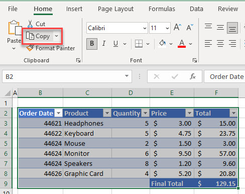 copy table copy