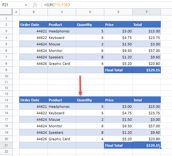 copy table gs