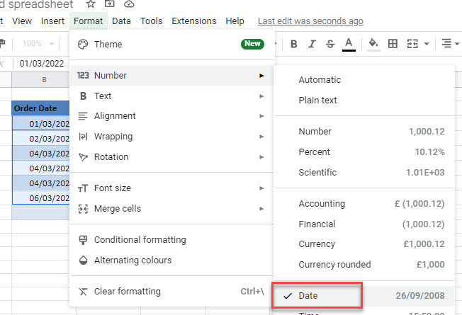 copy word table gs format date