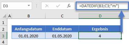 datedif formel monate zwischen datumsangaben