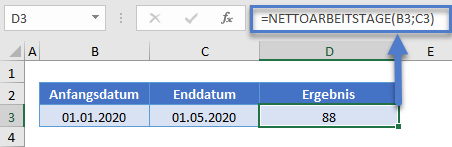datedif formel nettoarbeitstage funktion