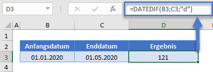 datedif formel tage zwischen datumsangaben