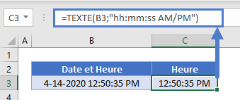 diviser date heure fonction texte heure