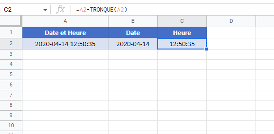 diviser date heure google sheets