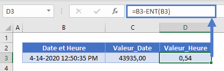 diviser date heure soustraction portion entiere heure