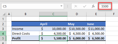 formula to values result