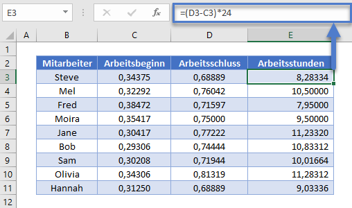 geleistete arbeitsstunden berechnen einfach